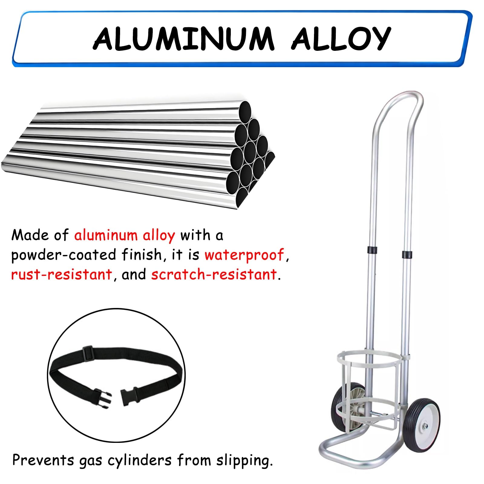 Carro de Cilindro Ligero con Ruedas Dobles, camión de Mano de Altura Ajustable para Cilindros de Gas, Rack Seguro para Botellas de 2 a 20L, Ideal para Laboratorios y Soldadura