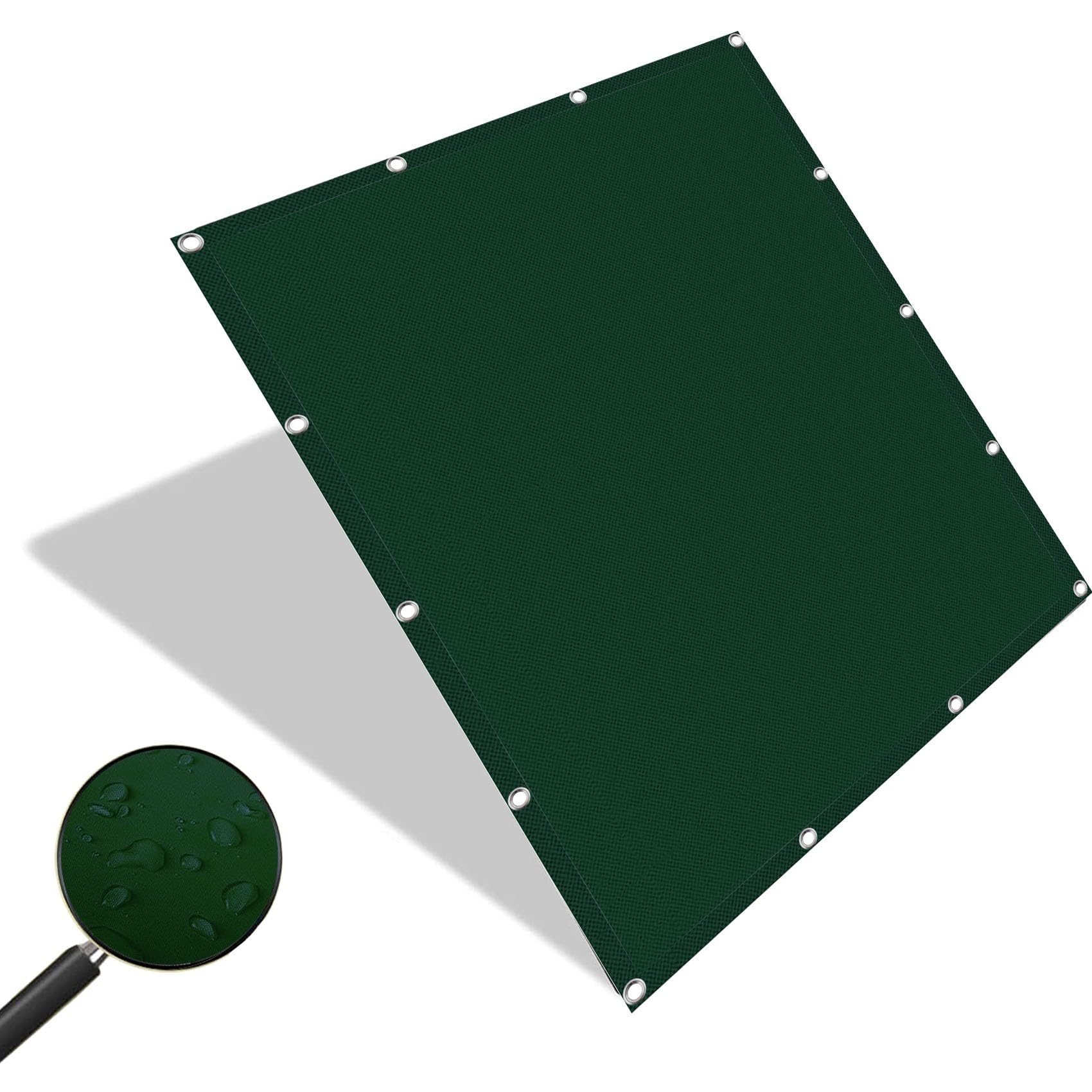 Voile d'ombrage imperméable 1.6x1.6m vert foncé avec oeillets pour terrasse