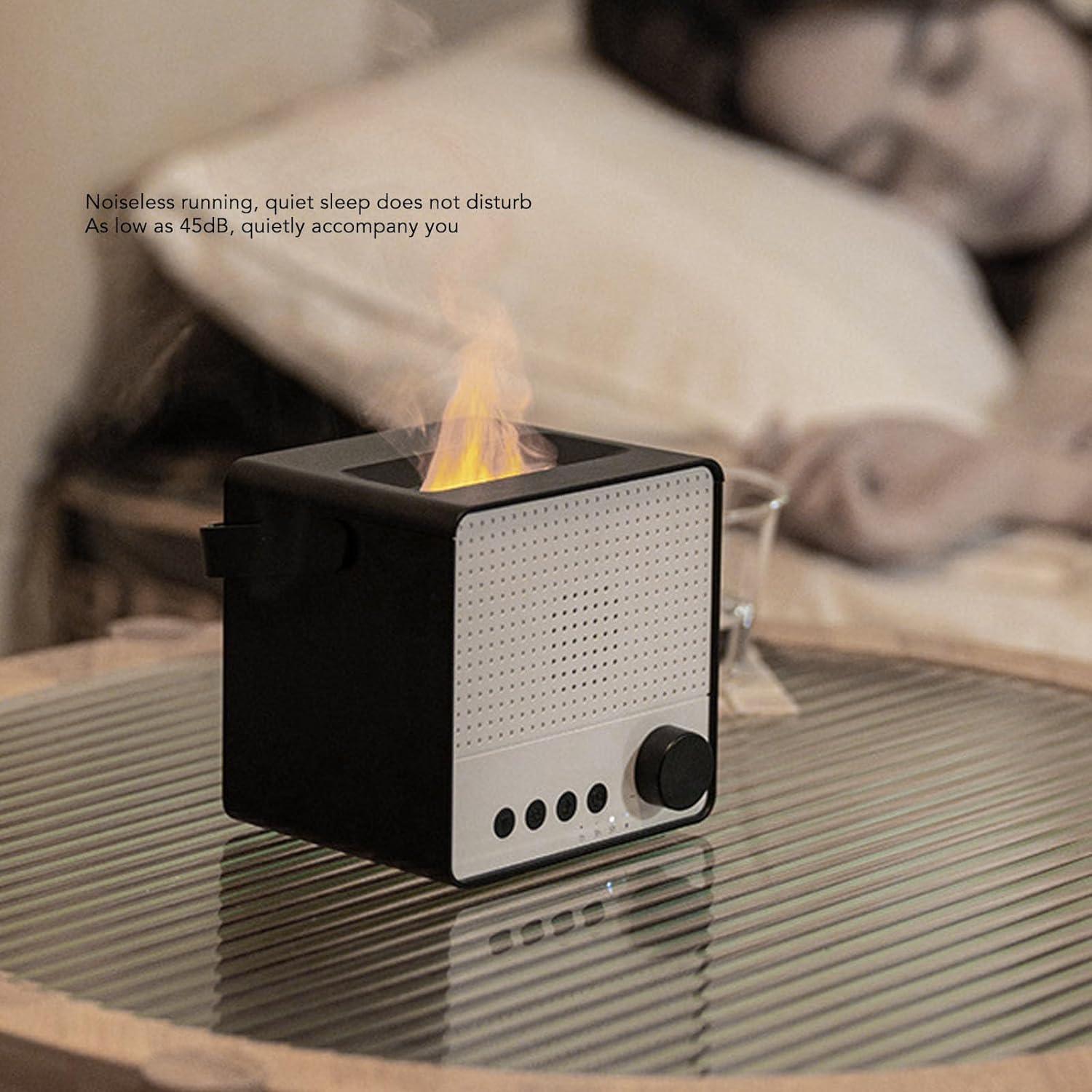 per Uso Domestico Umidificatore a Fiamma, umidificatore Portatile con diffusore di aromi a Rumore Bianco in ABS e Resina for Ufficio