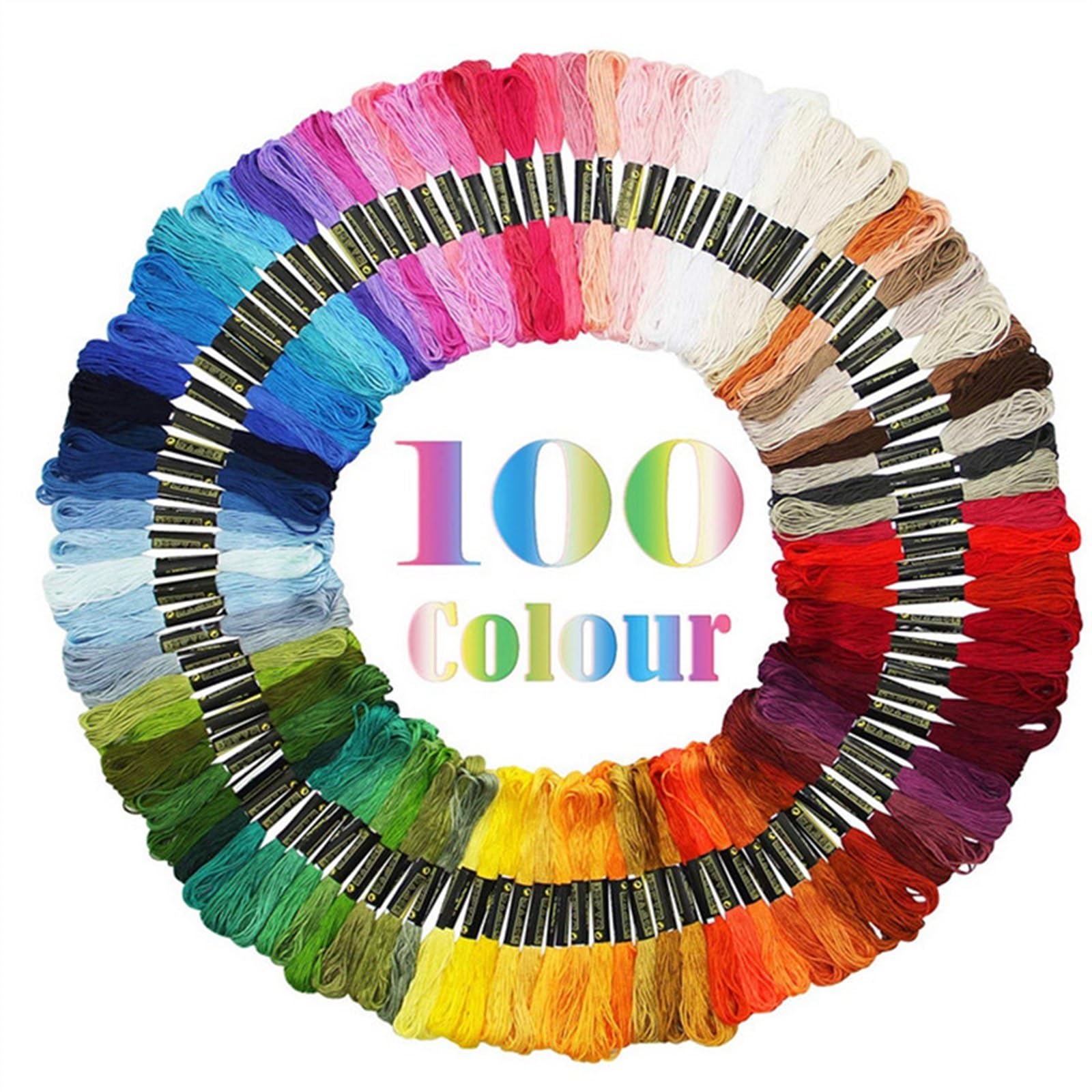 Kreuzstichgarne 50 Stücke/100 Stücke Nähzubehör Farbe Regenbogen Baumwollfaden DIY Handwerk Stickerei Kreuzstich Nähgarn Set Stricken accessori. (Color : 100pcs)