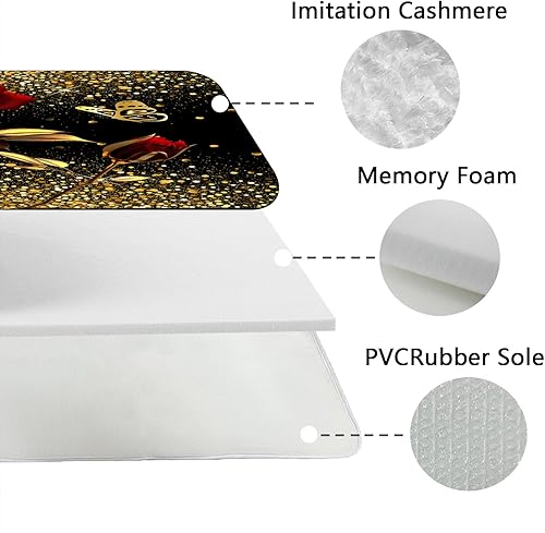 Miniatura 5 de Juego de 4 piezas de cortina de ducha con rosa dorada, cortina de mariposa con destellos de estrella dorada con alfombra antideslizante, cubierta
