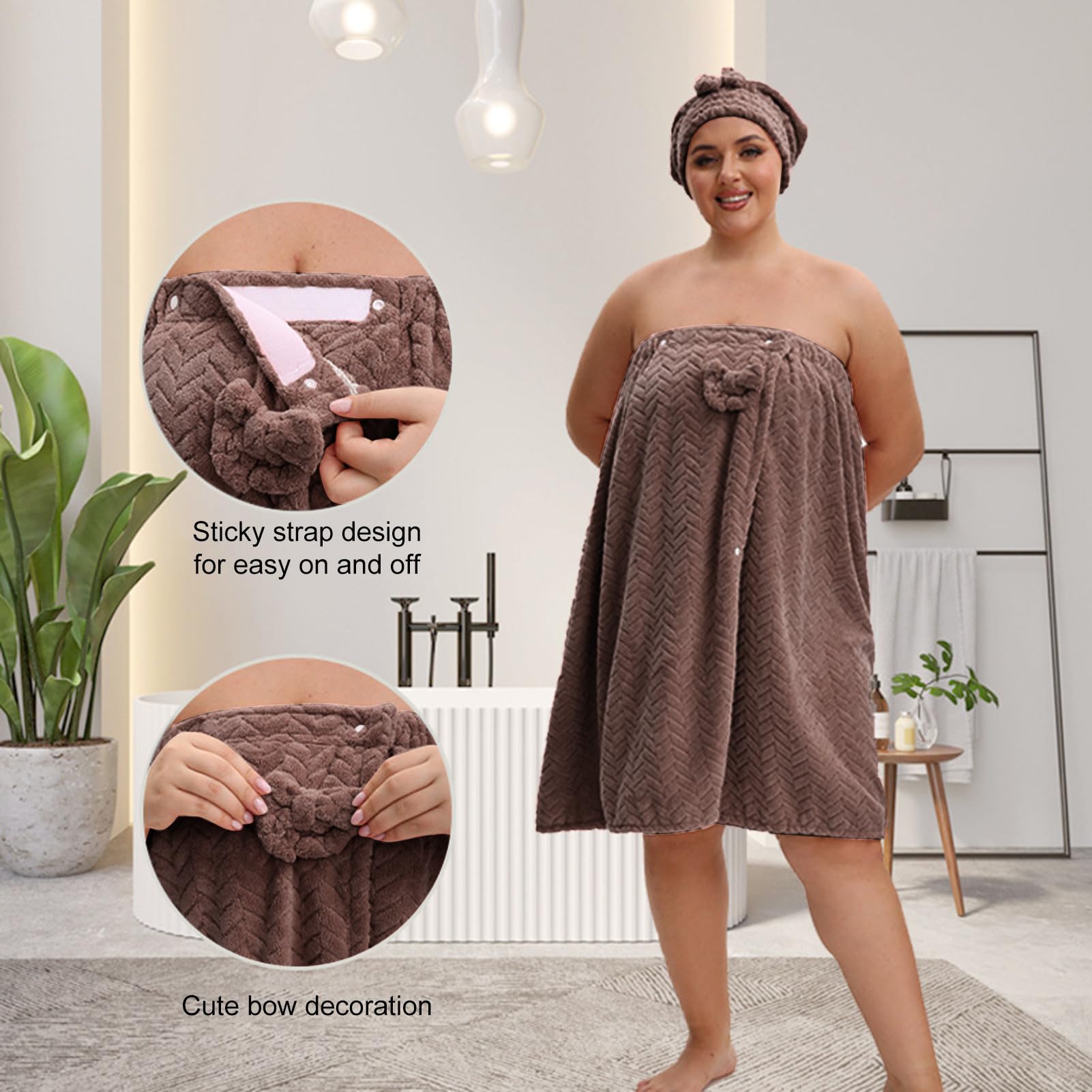 Accappatoio Avvolgente da Bagno Con Doppia Fibbia Regolabile E Tessuto | Asciugamano Per Capelli E Avvolgibile Per Il Corpo Per Mamma e Moglie per Viaggio Piscina Casa e Spa