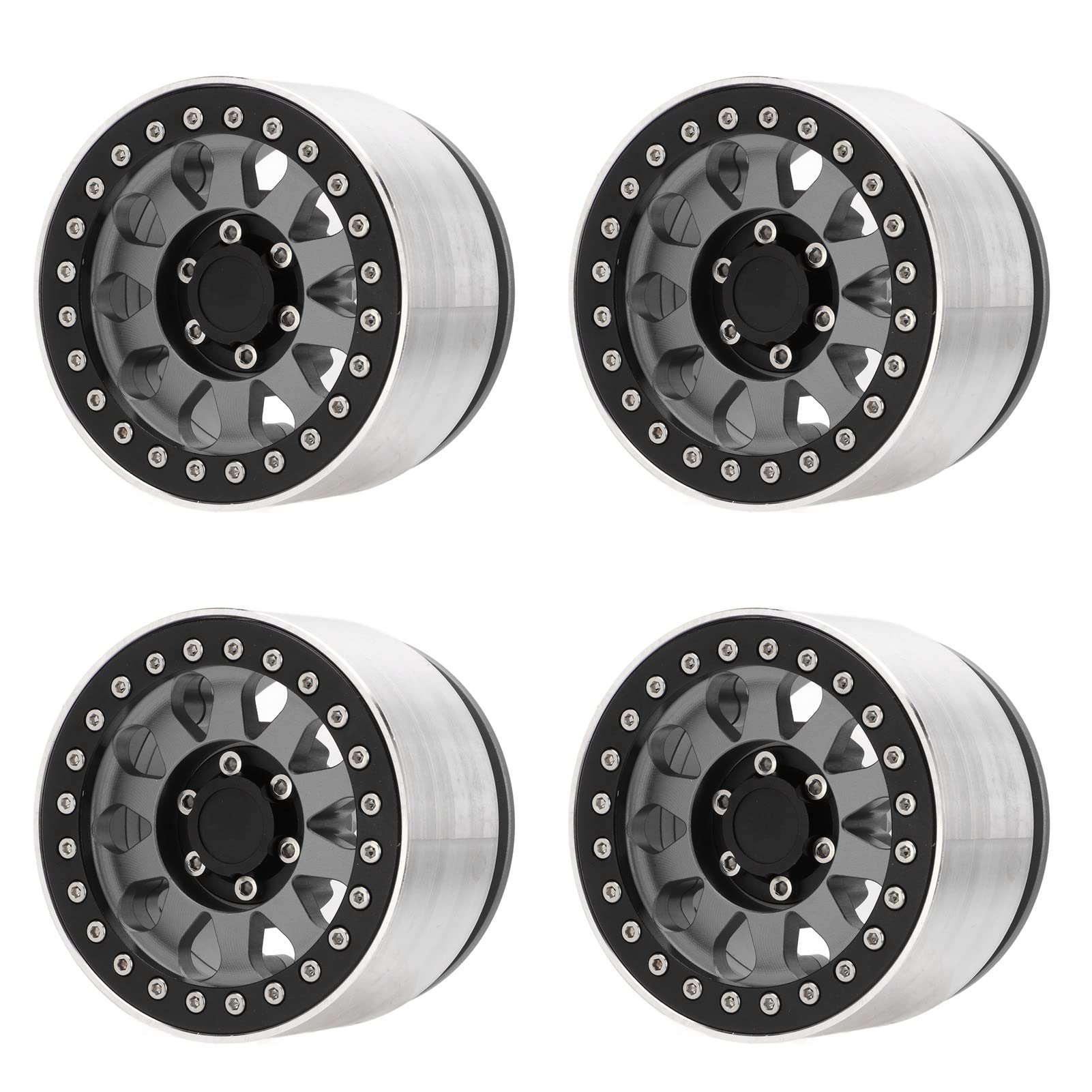 Cerchi per ruote di auto RC, 4 pezzi, cerchi di ricambio in lega di alluminio per auto RC SCX6 1/6, ruota leggera e resistente da 2,9 pollici per auto telecomandata fuoristrada con (Di Colore)