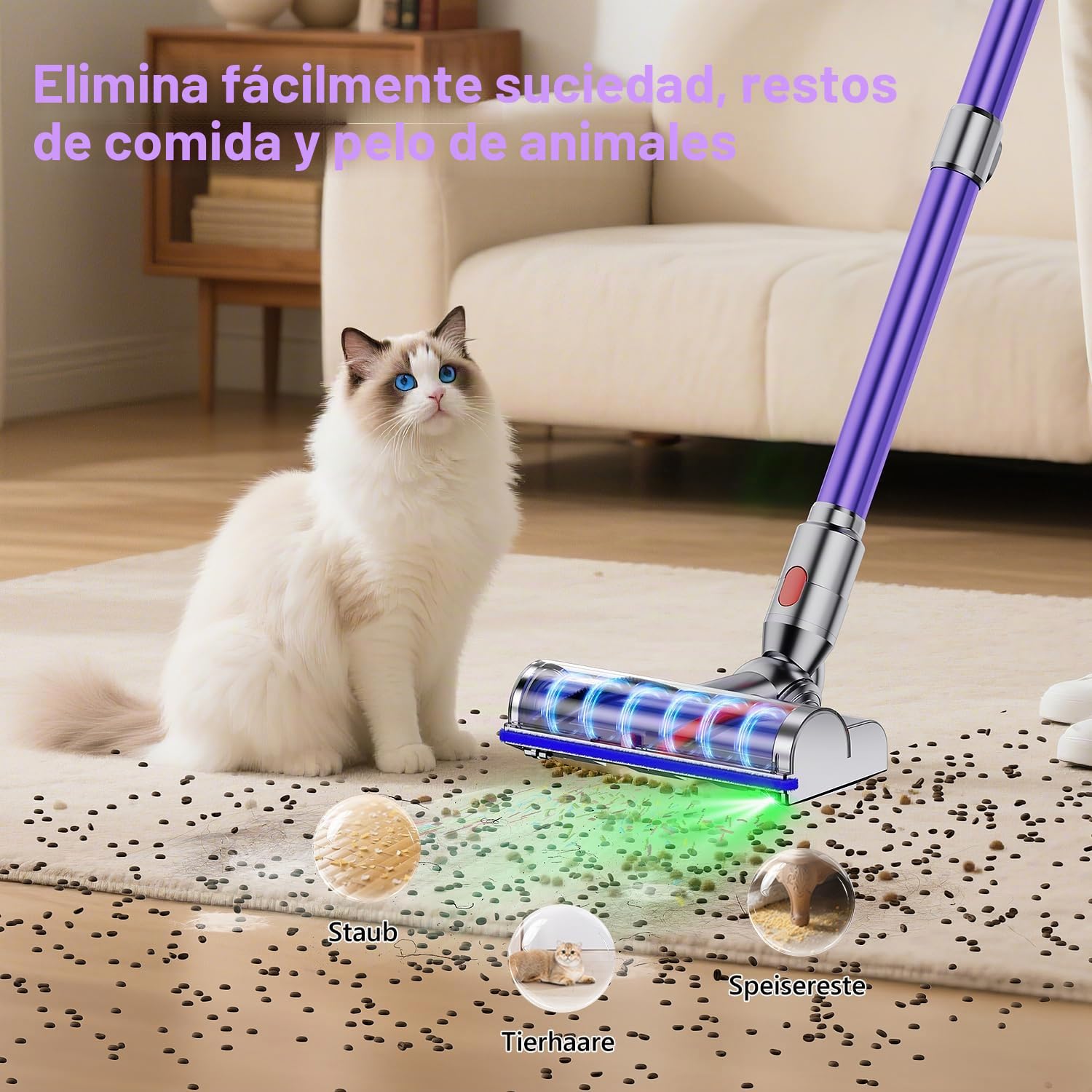 Cepillo eléctrico compatible con Dyson V7, V8, V10, V11, V15 Vacuum Cleaner Attachment, Part Direct Drive Cleaner Head Turbine Floor Nozzle for Turbo Brush with Quick Release for Hard Floors