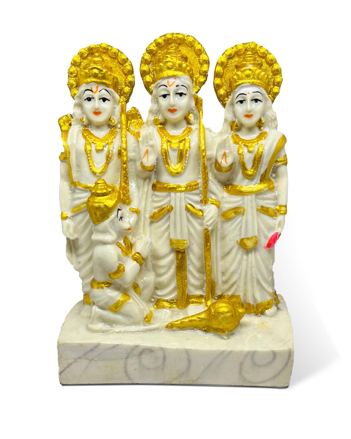SSS SCULPTURE® Beautiful Design Ram Parivar Idol Murti, Rama Sita Lakshman Hanuman Statue, Ram Darbar Murti for Home, Temple, Office Showpiece Statue of Lord Rama