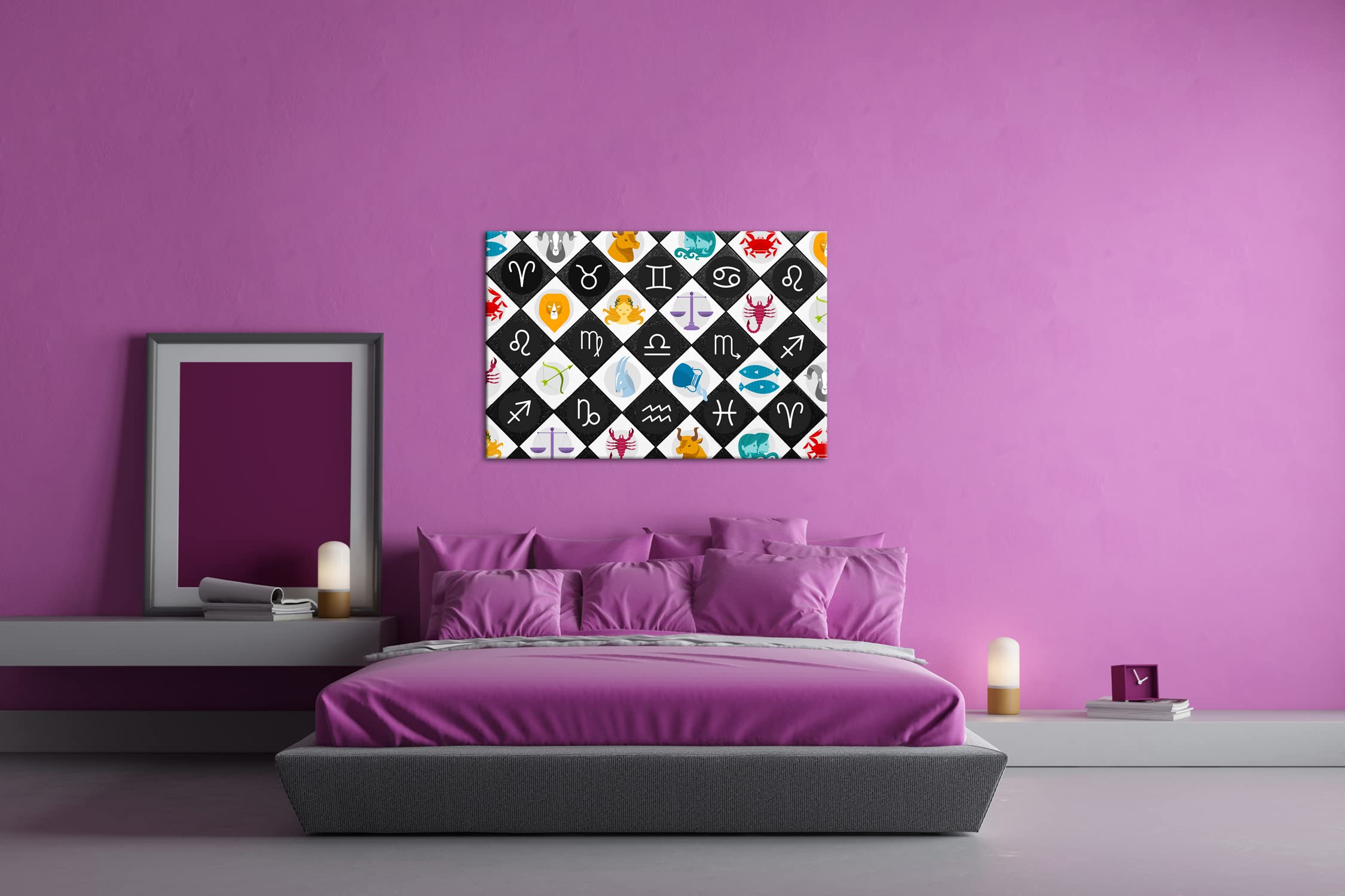 Obraz na płótnie wzór znaku zodiaku na czystym nocnym niebie format: 100 x 70 cm XXL druk artystyczny obraz na blejtramie/obraz ścienny/dekoracja salonu