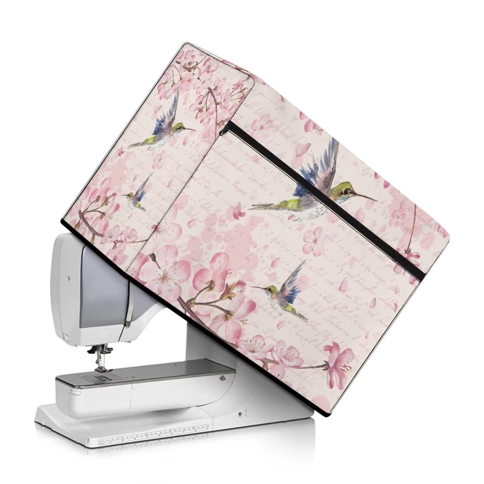 Kathyboom Women's Bird Cherry Blossom Sewing Machine Dust Cover With Pockets,Stain Resistant For Most Standard Sewing Machines Home Decor