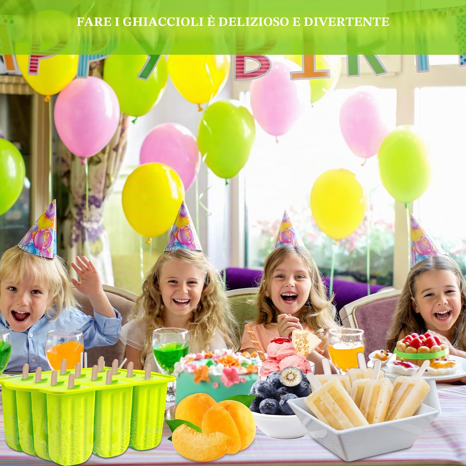 FAMKEEP Stampi per Crema,Ghiaccioli in Silicone Stampo, Silicone Stampi per Gelato senza BPA, DIY Stampi Riutilizzabili di Gelati 12 Cavità in Silicone, Stampo Ghiaccioli per Bambini Adulti