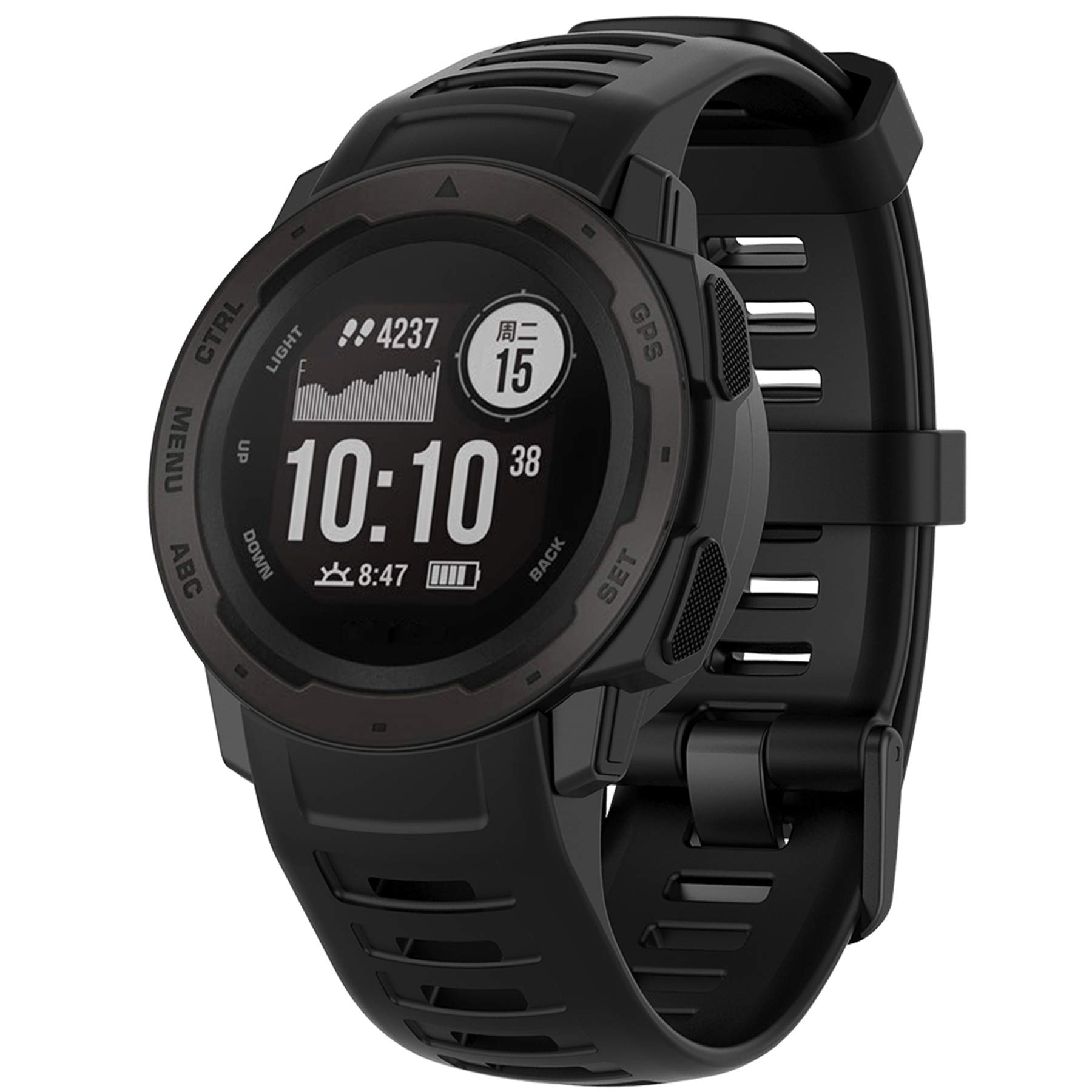 Pasek z etui kompatybilny z Garmin Instinct dla kobiet mężczyzn, klasyczny miękki silikonowy pasek do zegarka Garmin Instinct Tide / Tactical/Dual/Power Surf/Power/Esports Watch (czarny pasek +