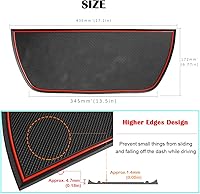 Vista 3 de Auovo Tapete para tablero para Dodge Ram Pickup 1500 2500 3500 2011-2018, accesorios de interior, tapete de goma con borde para tablero de automóvil