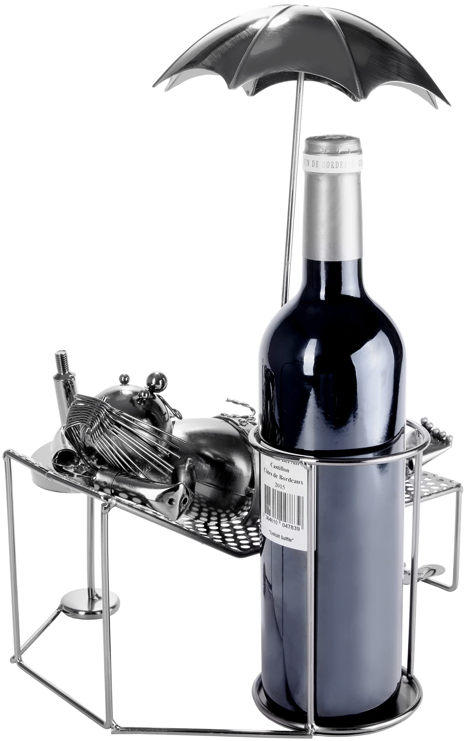 BRUBAKER Flaschenhalter Urlauber Metall Skulptur mit Geschenkkarte