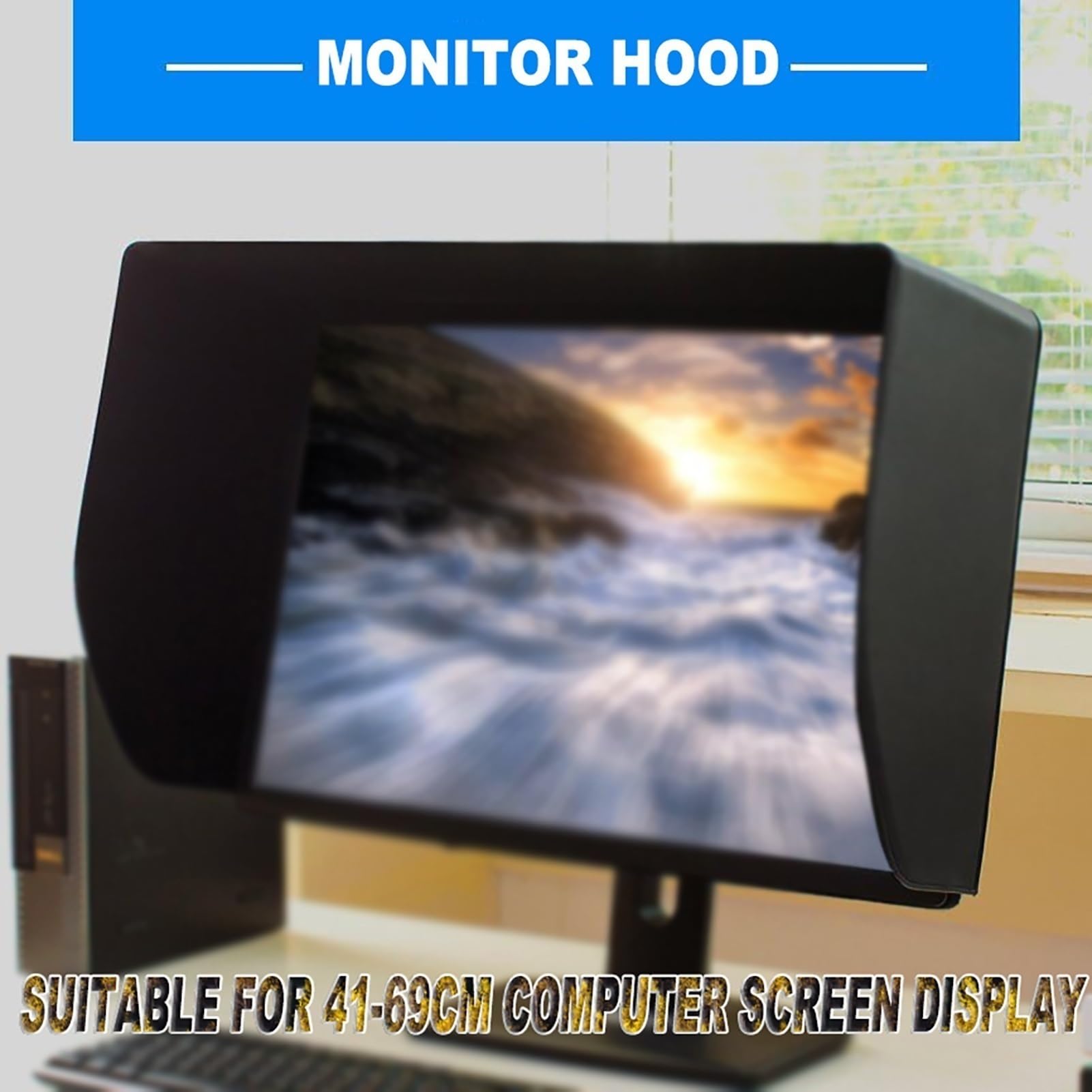 Cappa monitor computer desktop 19-32"‌,for lavoro d'ufficio con computer | Cappuccio for monitor in pelle, visiera parasole for display con copertura su tutti i lati(I MAC/MAC PRO screen shade)