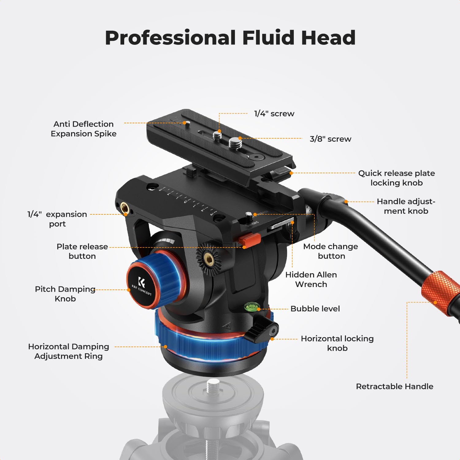 K&F Concept BV60 Professional Fluidkopf mit Einer maximalen Tragkraft von – Bild 2