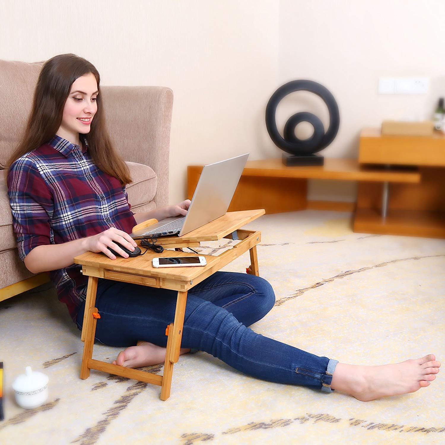 Citaaz Bamboo Wood Foldable Portable Adjustable Height Laptop Table/Reading Table/Study/Writing/Laptop Standing Desk, Folding Table for Home (B09G714V5M) Amazon Price History, Amazon Price Tracker