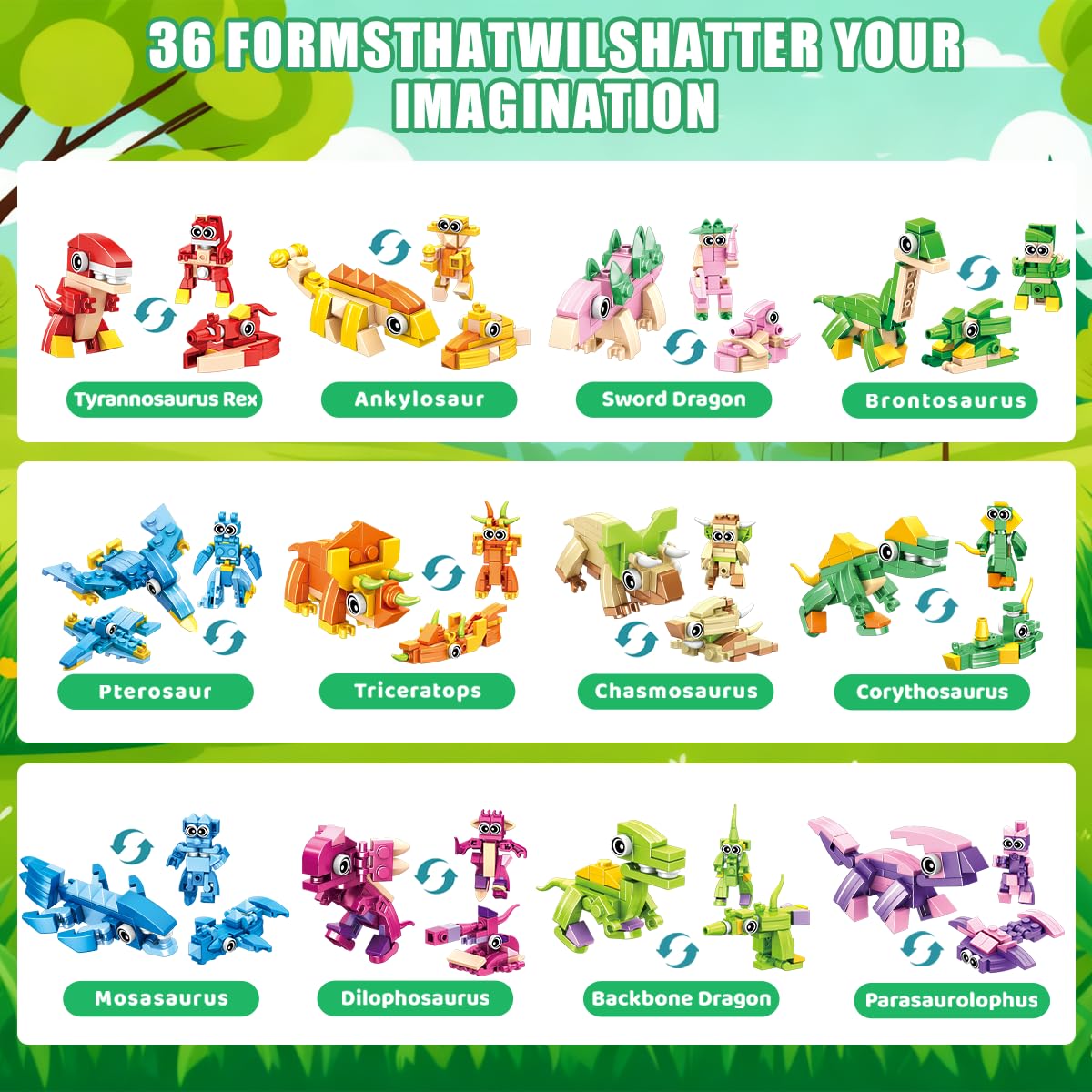 12 Packs Dinosaur Building Blocks Party Favors for Kids Mini Animals Building Blocks Toy - Image 3