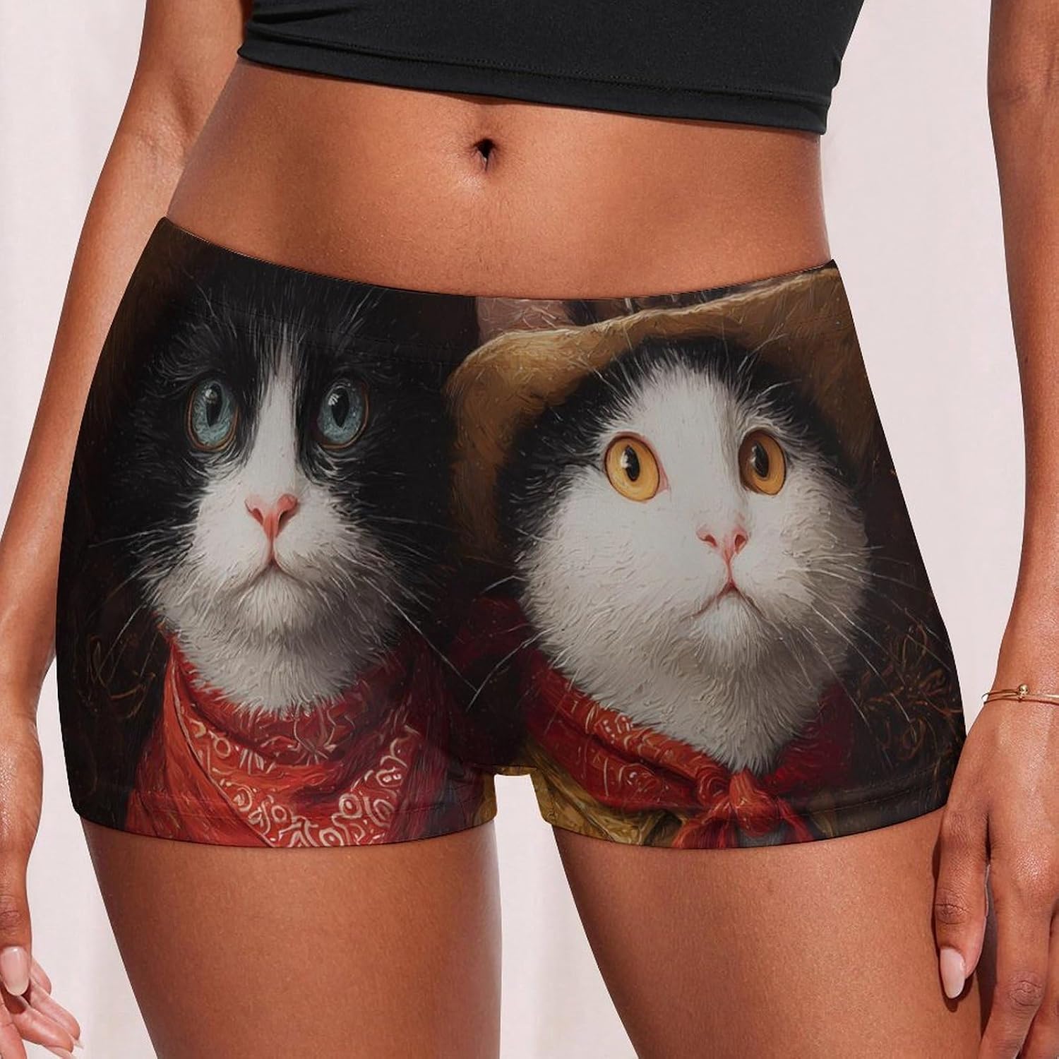 Western Cats Painting Fashion Women's Boxer Briefs Breathable Underpants Trunks Stretch Underwear