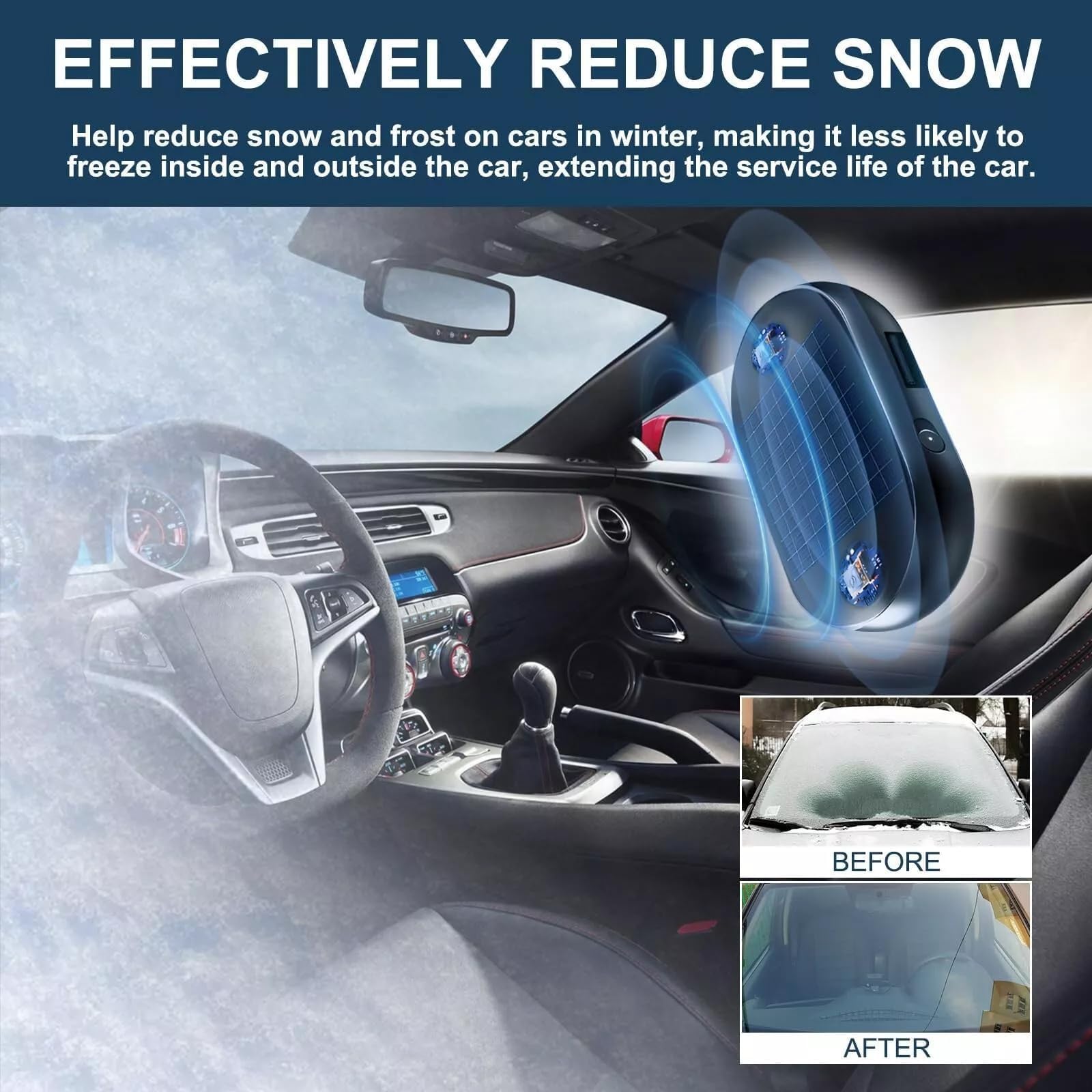 Eliminación de nieve electromagnética: accionamiento solar mejorado, interferencia molecular electromagnética solar, removedor de nieve y nieve, dispositivo anticongelante para coche (2 piezas)