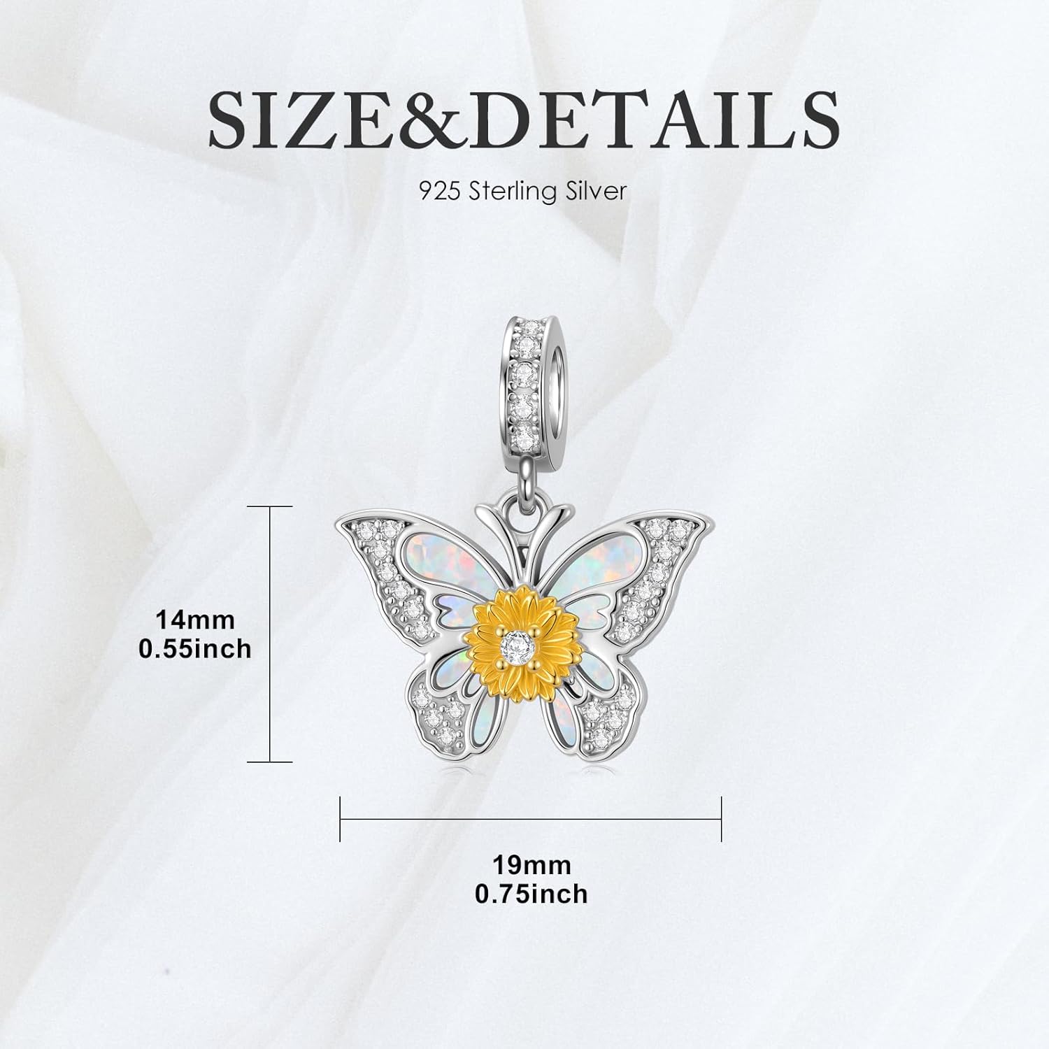 PROESS Sterling Silver Cow/Highland Cow/Otter/Squirrel/Elephant/Axolotl/Cat/Fox/Bee/Butterfly/Hummingbird/Tiger/Lion/Mokeny/Koala/Dog Charm Animal Charms Bead for Jewelry Making