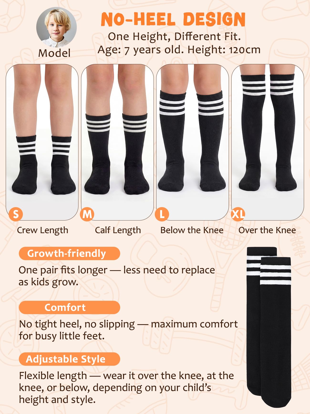 American Trends Calcetines de fútbol para niños y jóvenes, calcetines largos hasta la rodilla para niños y niñas, béisbol, sóftbol, fútbol, 1-12 años