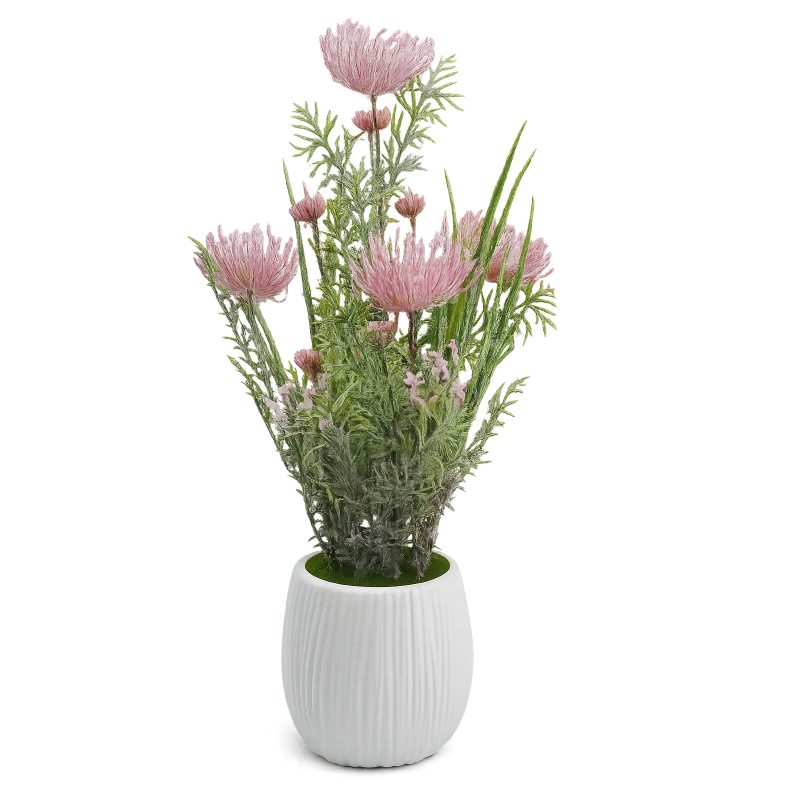 Crystals Artificial Lavender Plant in Pot 50cm – Realistic Faux Silk Flowers Indoor Outdoor Decoration for Home Office Garden Table Décor (Pink, Spider Chrysanthemum)