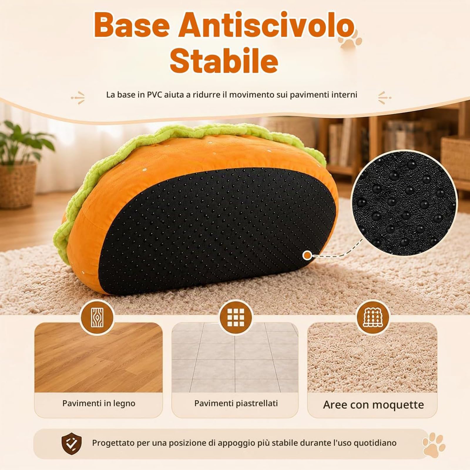 ZVD Cuccia per Cani e Gatti Forma Hot Dog, Lavabile Tappetino Rimovibile | Imbottitura Morbida Antistress, Design Originale Decorativo, Facile Da Riporre, Garantisce Sonno Tranquillo