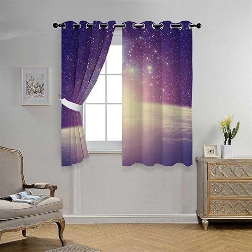 Miniatura 2 de Cortinas para Habitacion Blackout Starry Sky Grommet Short Doorway Curtains Blackout Fabric 55Inch Width by 72Inch Length,2 Panels