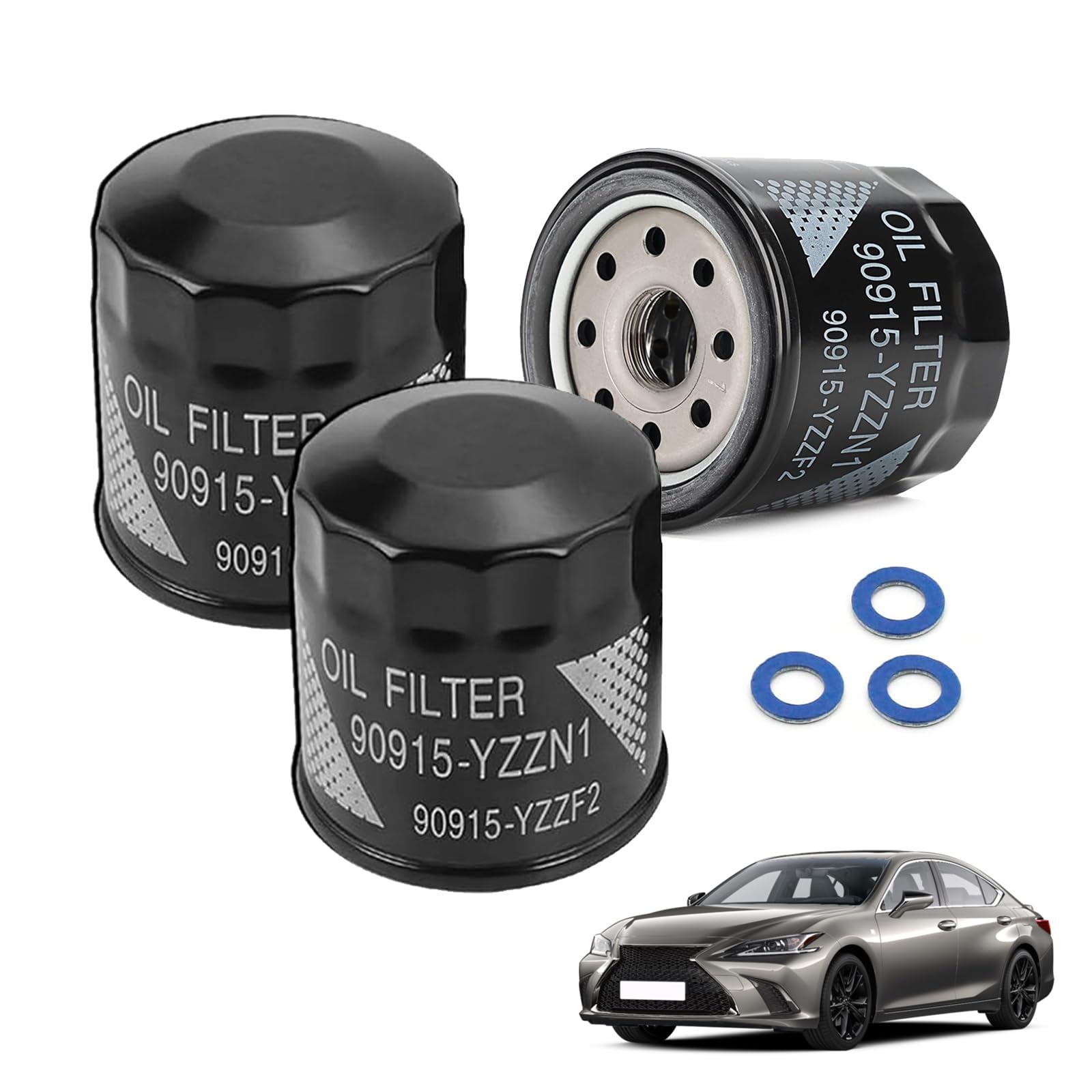3PCS 90915-YZZN1 Engine Oil Filters with Drain Plug Washers