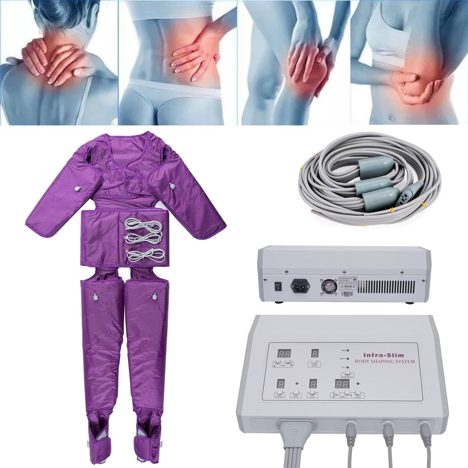 Masajes Adelgazantes con Presión De Aire, Masaje Linfático De Cuerpo Completo, Masaje con Máquina De Presoterapia De Cuerpo Completo, Instrumento De Belleza para Adelgazar El Cuerpo,Purple
