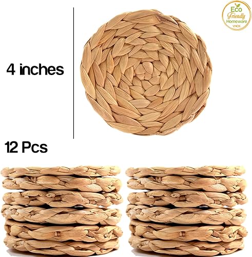 Miniatura 2 de 12 posavasos para bebidas, posavasos de jacinto de agua para mesa de café, Porta Vasos para Mesa, bonito juego de posavasos tejidos para mesa de