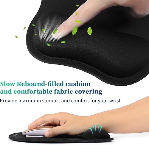 Miniatura 2 de Alfombrilla de mouse con soporte de muñeca, alfombrilla de mouse ergonómica con base de poliuretano antideslizante, alfombrilla de espuma