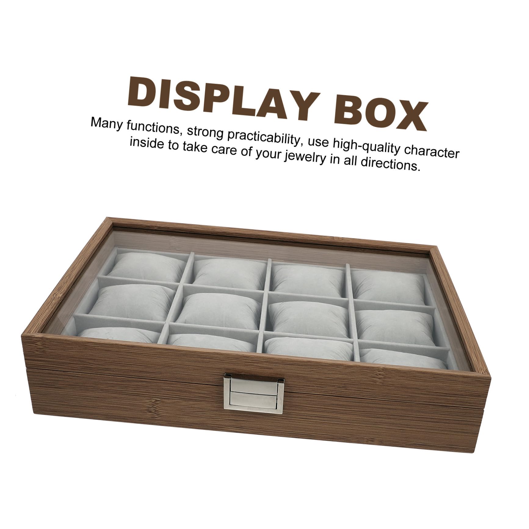 TEHAUX Organizer Custodia Elegante in Legno con 12 Scomparti Grandi con 12 Cuscini Morbidi Rimovibili per Orologi e Gioielli per Uso Personale e Decorazione Casa