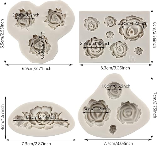 Miniatura 2 de MYPRACS Moldes de silicona para tartas de fondant, margarita, rosa, crisantemo y mini flores para decoración de pasteles de flores, decoración de