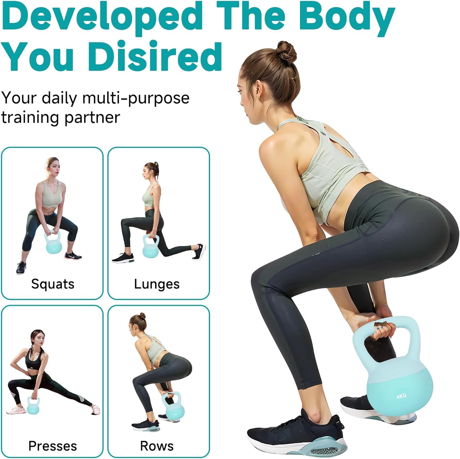 Leikefitness Set di kettlebell morbidi, kettlebell antiscivolo per l'allenamento a casa, forza e sicurezza garantite