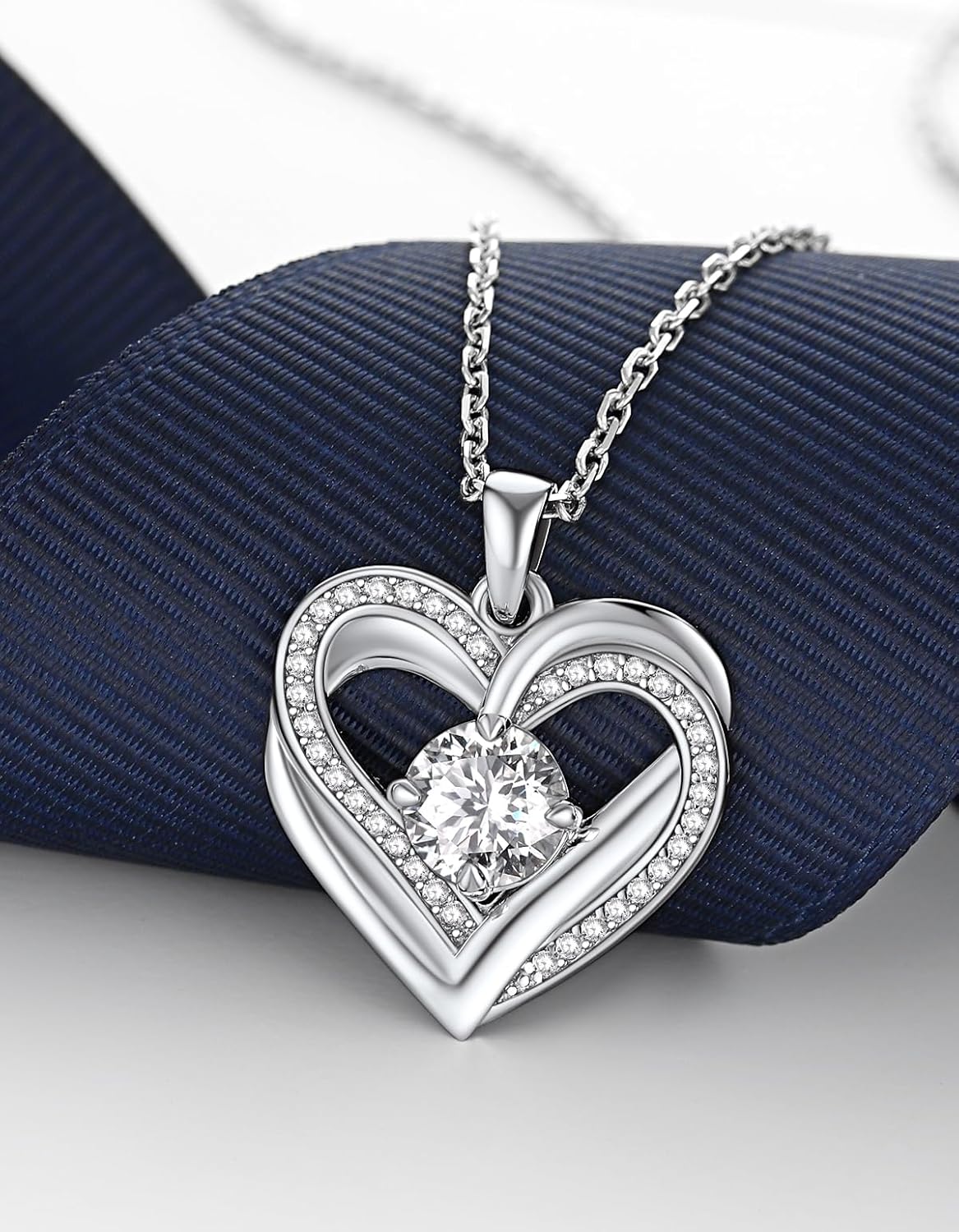 MomentWish Heart Necklace for Women Moissanite, Simulated Diamond, 925 Sterling Silver - Image 4