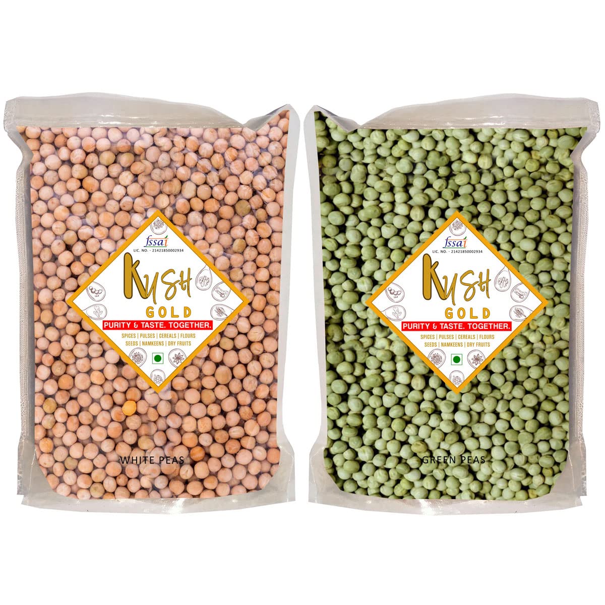 Kush Gold Combo Pack of Dried White Peas & Dried Green Peas/Safed & Hara Vatana/Batani/Pattani (500gm Each) (B0BF5LVF71) Amazon Price History, Amazon Price Tracker