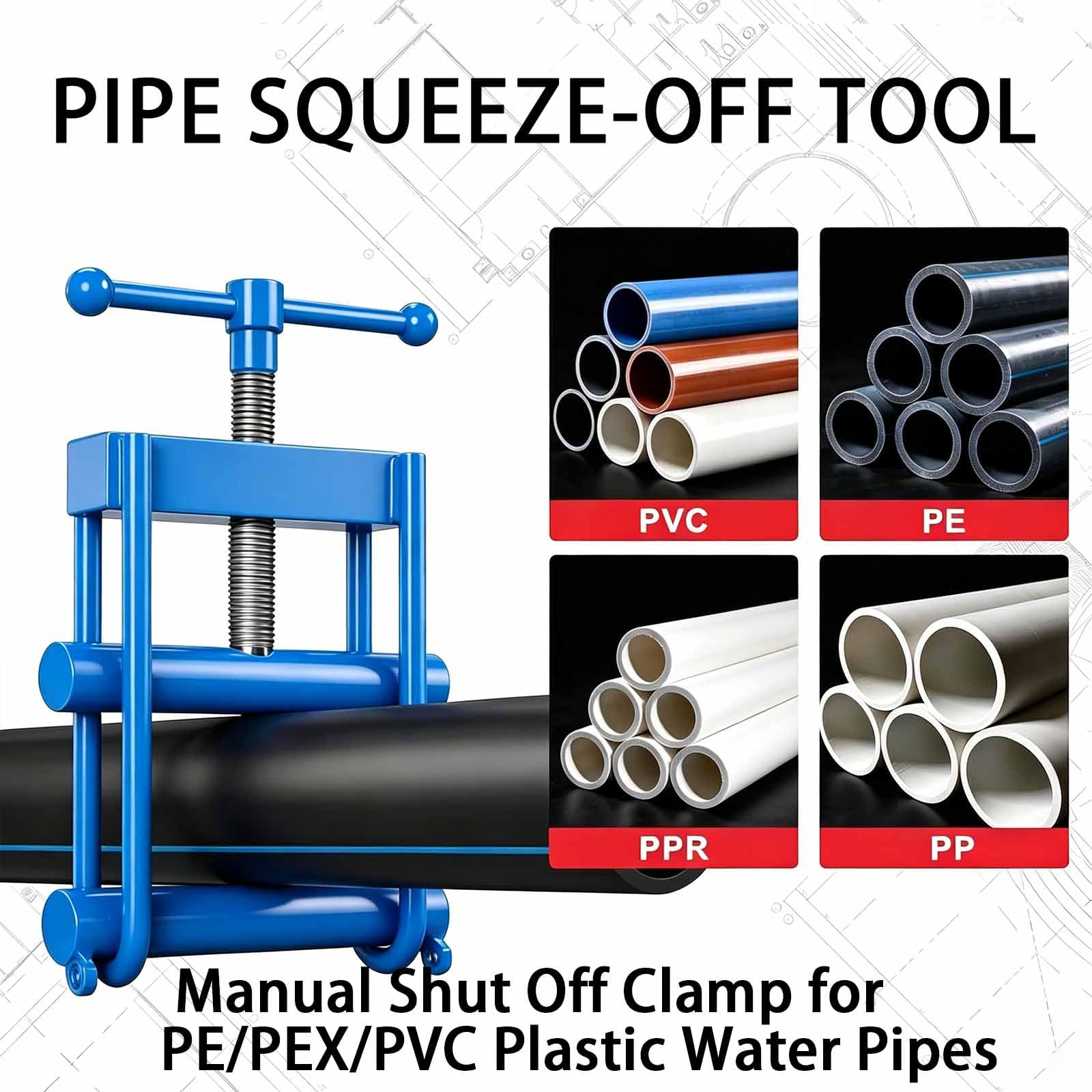 Herramienta manual de compresión de tuberías, abrazadera de compresor de tornillo para tuberías de hasta 32 mm, compatible con PE PPR PVC PP - Ideal para control de flujo temporal y reparaciones de