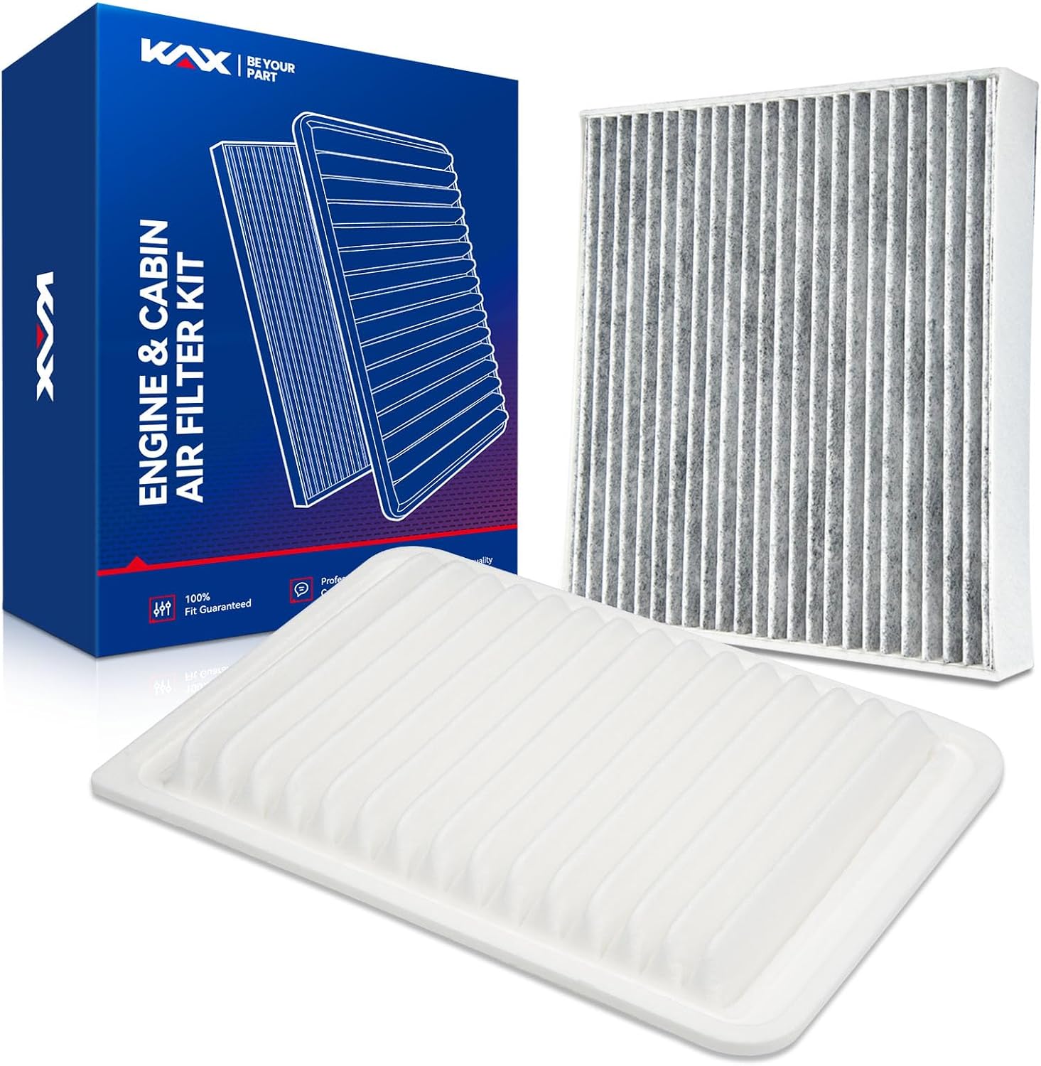 KAX Engine & Cabin Air Filter Kit, Replacement for Toyota Camry 2007-2009 2.4L, 2010-2017 2.5L, Venza 2009-2015 2.7L, Replace# CA10171 CF10285