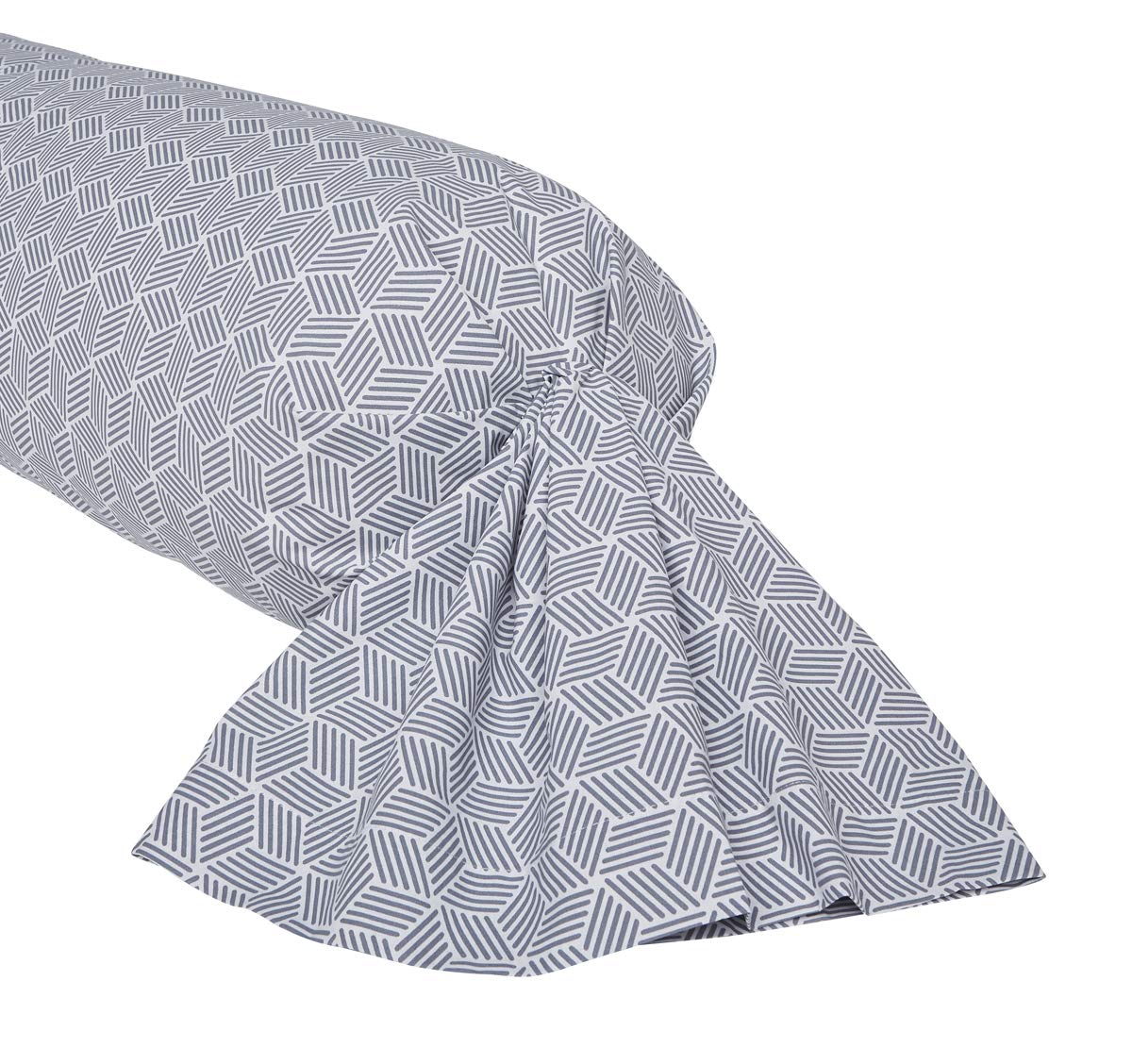 Printed Bamboo Bolster Cover, Made in France, Quentin, 85 x 185 cm, Origin, White and Black