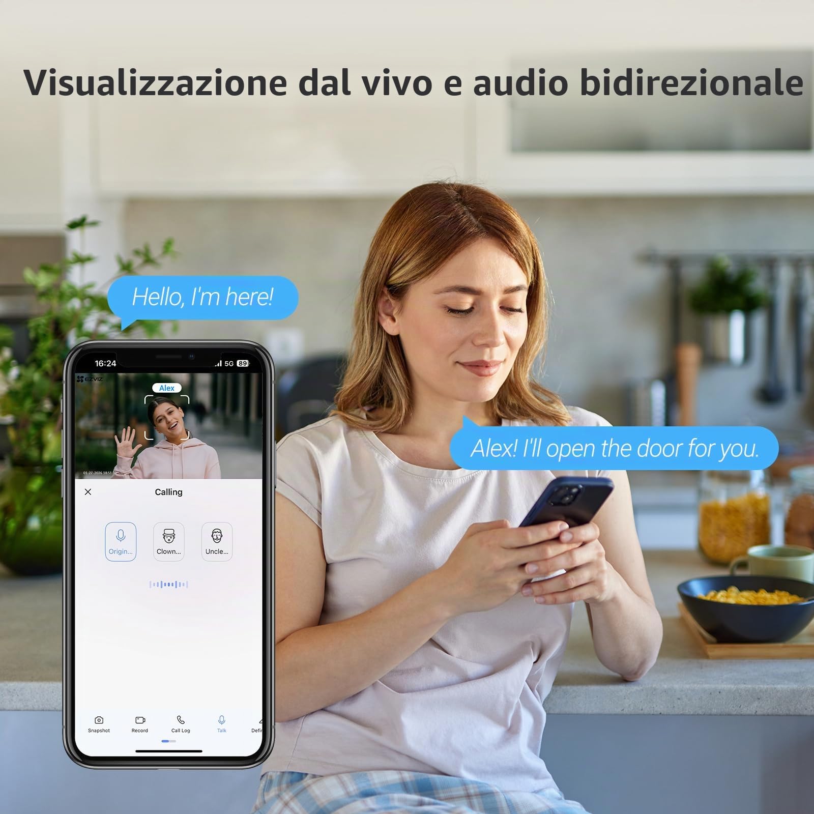 EZVIZ Spioncino wireless con telecamera intelligente AI 4K, riconoscimento facciale rilevamento umano, WDR Wide View 155°, conversazione bidirezionale resistente alle intemperie, archiviazione 512G