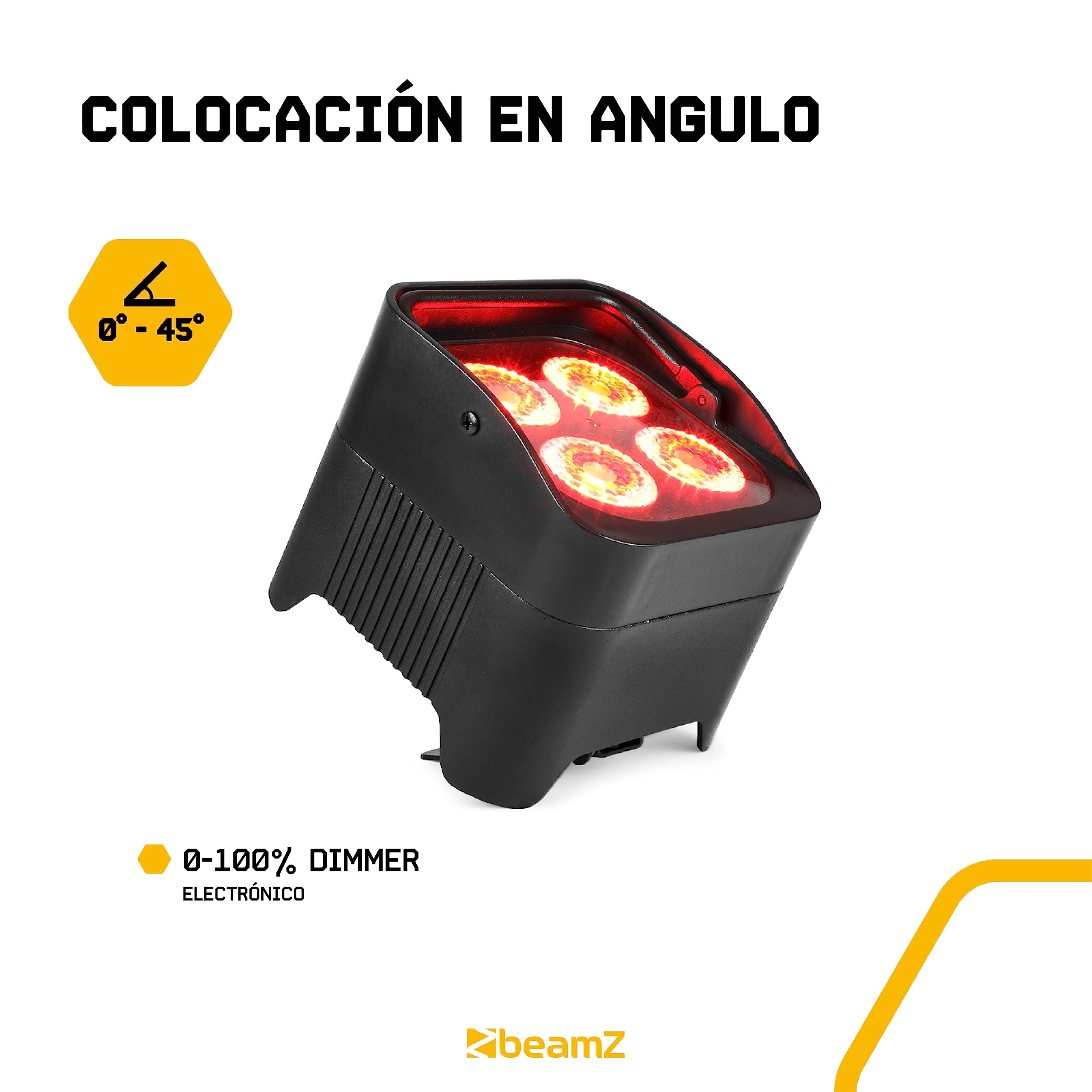 BeamZ BBP94 Pack 4 focos PAR LED con batería y flightcase | 4 barras LED RGB, control por secciones, mando y DMX, perfectas para escenarios y paredes