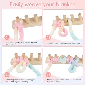 Ziimaikery 64 Inch Wooden Chunky Blanket Knitting Loom, Chunky Knitting Loom for Blanket Making Adjustable DIY Frame for Bulky Yarn Projects, Reusable Crafting Tool for Beginners (64inch)