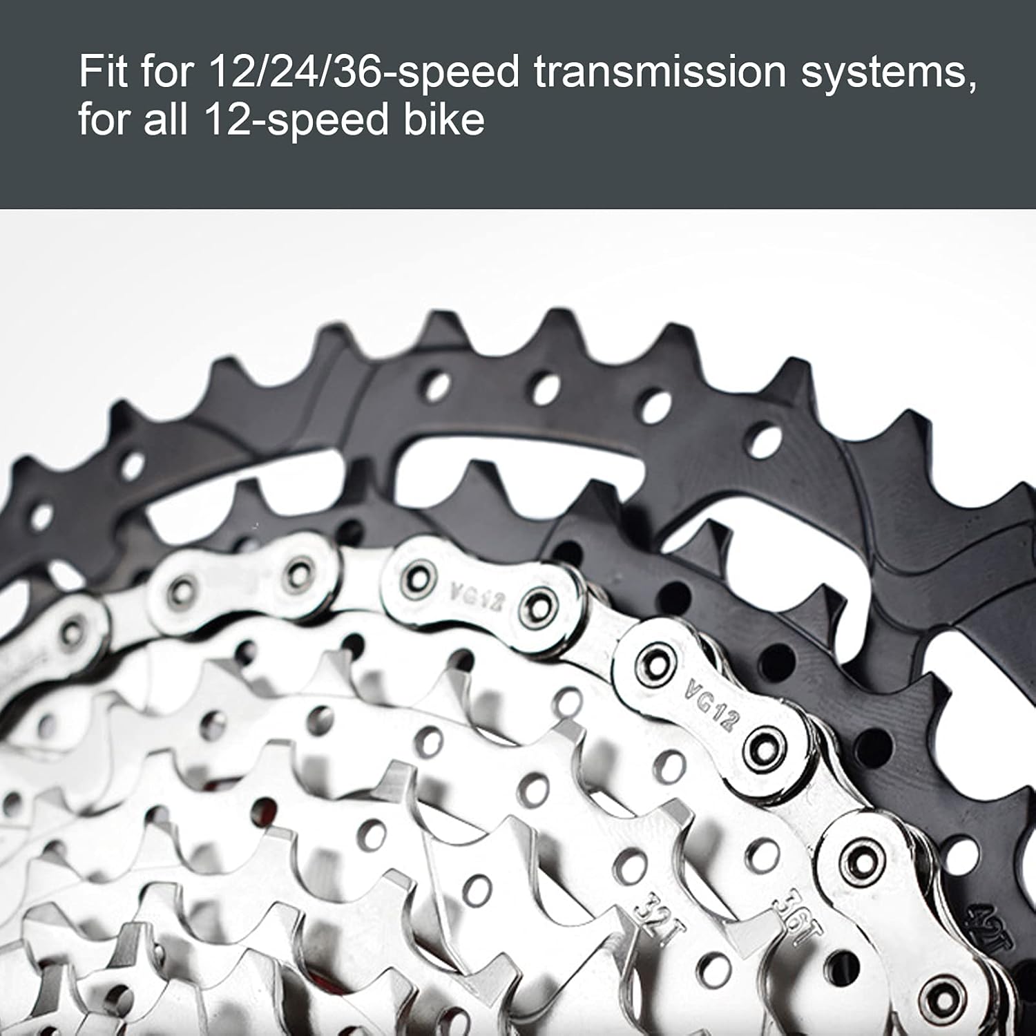 Sports Mountain Bike 12 Speed Chain Durable 1/2in x11/128 Bicycle Chain Reliable Narrow 126 Links Chain External chamfering Technology Silver