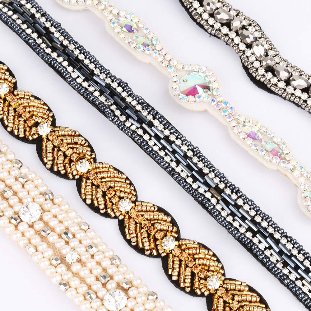 Teenitor 5Pcs Elastic Rhinestone Beaded Headbands, Jeweled Head Bands for Women's Hair, Hair Headbands Hat Bands for Women Girls - Image 3