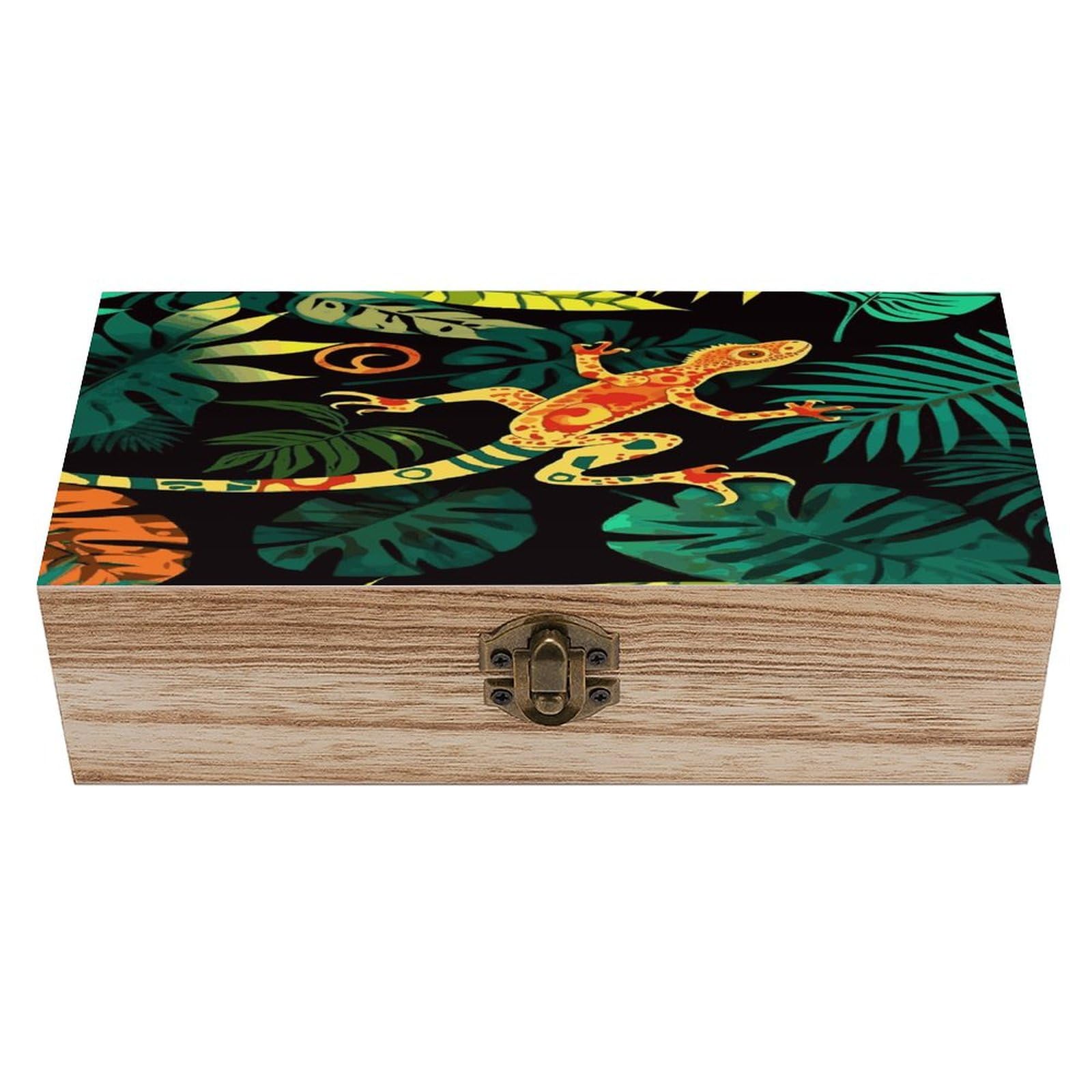 Boîte de rangement en bois avec couvercle et charnière de sécurité