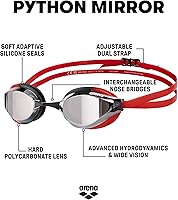 Vista 86 de ARENA Gafas de natación unisex Python Racing para hombres y mujeres, antivaho, sin fugas, máxima comodidad, doble correa, lente con espejo/sin espejo