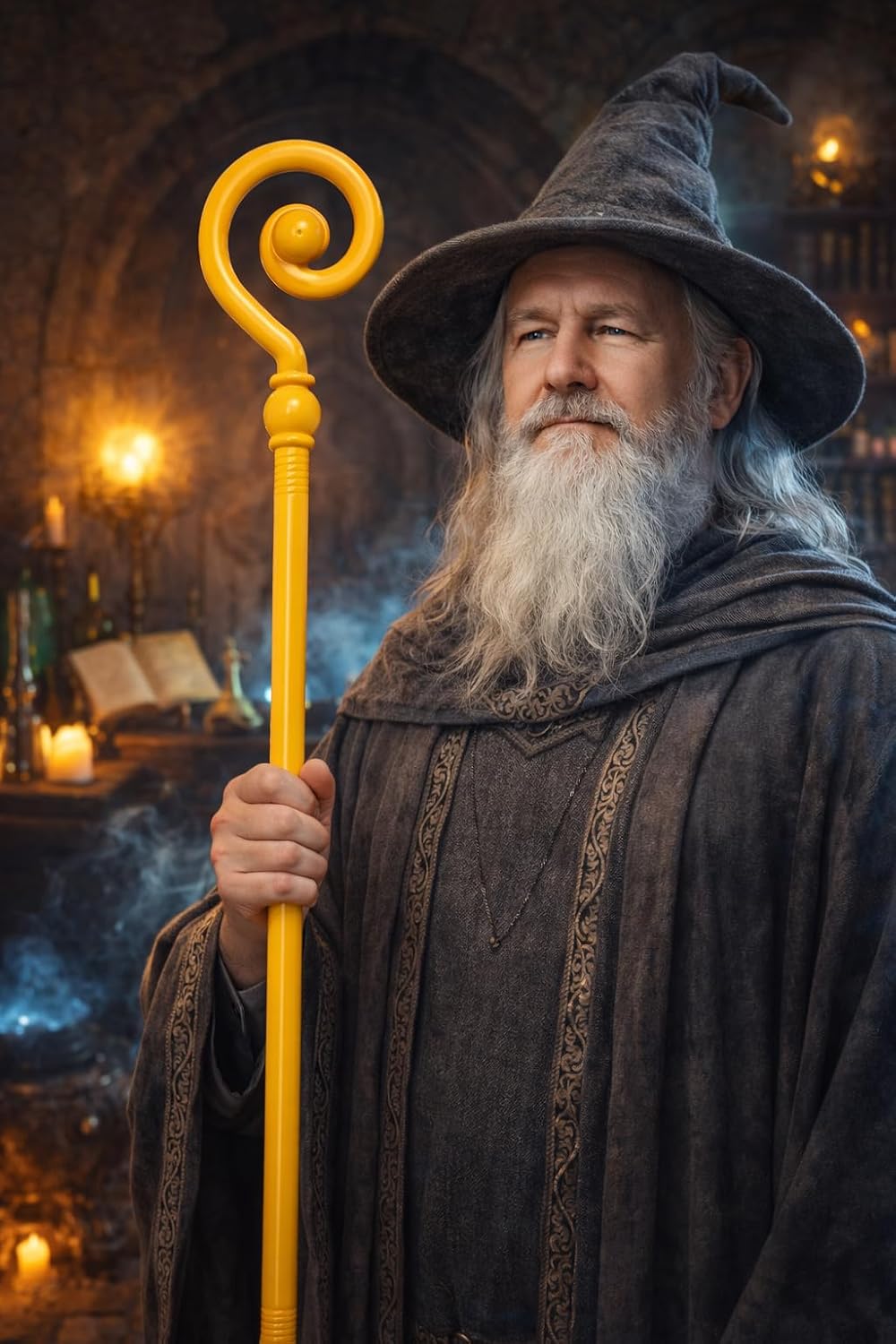 Priest Cane | Shepherds Cane | Wizards Canes | Priests Staff | Sheep Herder Canes | Golden Witch Staff | Priest Costume Accessories | Saint Nicholas Costumes Accessory | Gold | Plastic | 33" or 44.5"