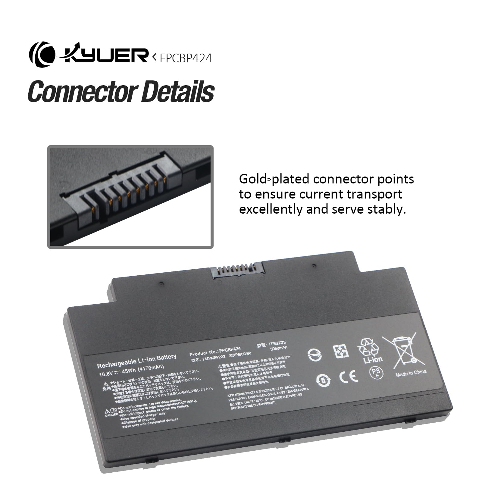 FPCBP424 FPB0307S Laptop Batería para Fujitsu LifeBook A556 AH556 A3510 | A3511 U536 A556/G AH77 AH77/H AH77/S AH77/K AH77/M AH77/J AH77/C AH77/D AH77/G AH77/Y Series 3INP6/60/80 FMVNBP233 FMVA77MB