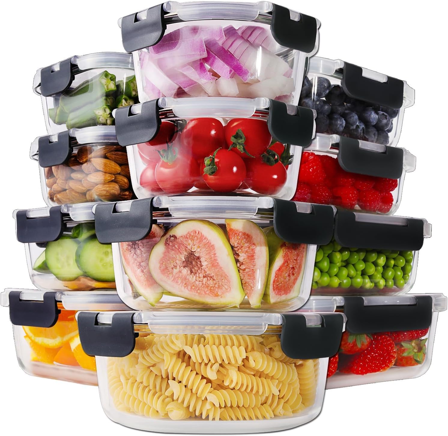 24pc Glass Food Storage Containers with Lids,Glass Meal Prep Containers