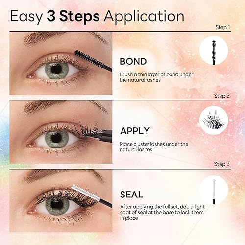 Miniatura 6 de Extensiones de pestañas individuales en racimo para colocar en casa, pestañas onduladas, con volumen, banda súper fina, reutilizables, suaves y
