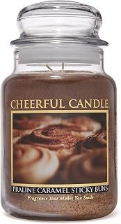 A Cheerful Giver — Praline Caramel Sticky Buns - 24oz Large Scented Candle Jar with Lid - Cheerful Candle - 135 Hours of Burn Time, Christmas Gift for Women, Brown